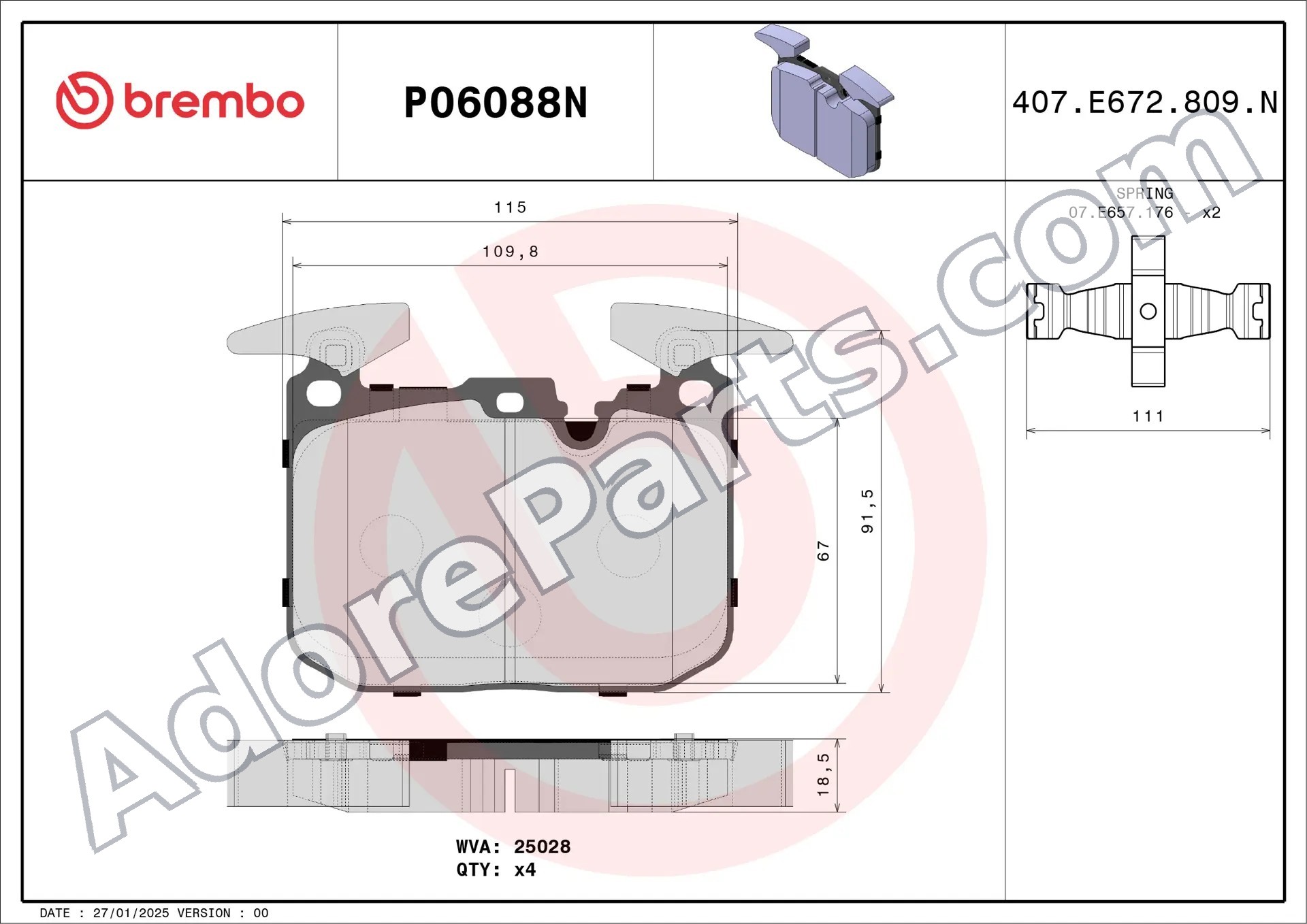 Brembo P06088N M-Sport Front Brake Pad Set