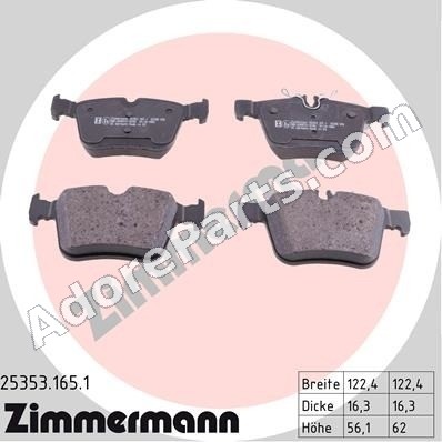 Zimmermann Standard Rear Brake Pads — Mercedes-Benz W205 C-Class (Teves Caliper)