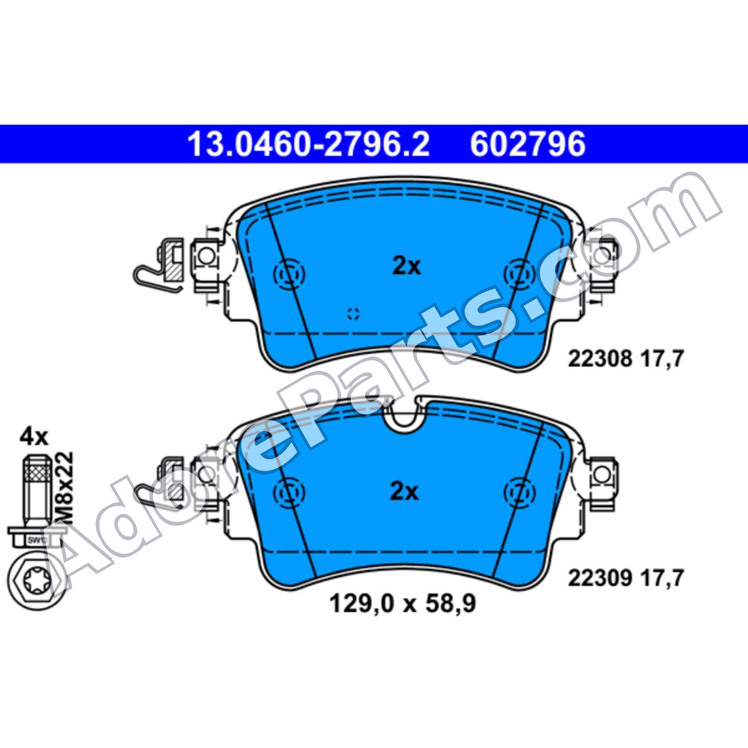 ATE Original Semi-Metallic Rear Brake Pads 602796 — Audi B9/C8 (A4-A7/Q5/S4-SQ5/RS5)