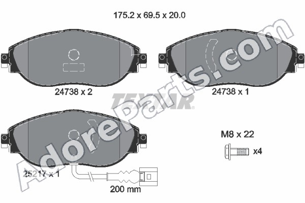 Textar Euro OE Front Brake Pads 2473801 — Hot MQB (GTI/Golf R/S3/A3 8Y/Passat/CC)