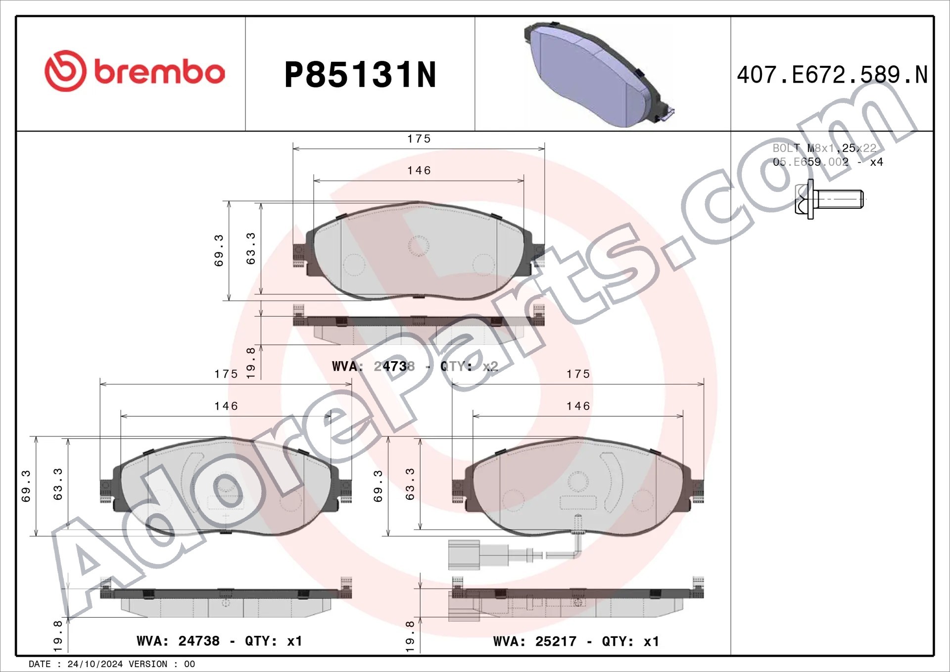 Brembo PRIME Ceramic Front Brake Pads P85131N — VW CC/Golf R/Passat CC (Hot MQB)