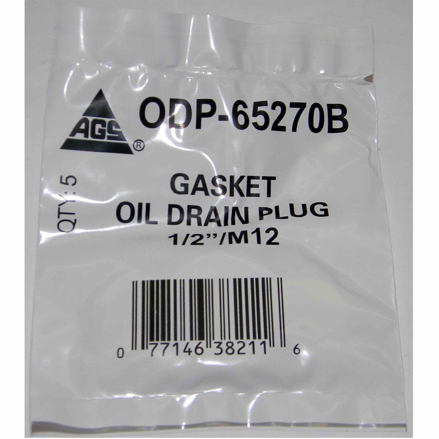 AGS Brake Lines Oil Drain Plug Gasket-5 Per Bag-1/2/M12-