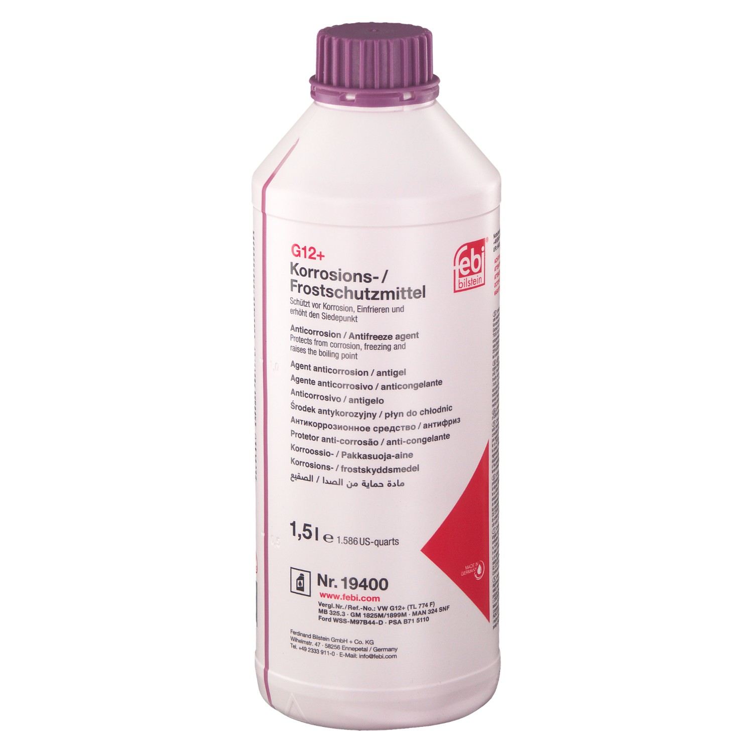 Febi 19400 (Coolant / Antifreeze) Coolant G12+ (Concentrate)