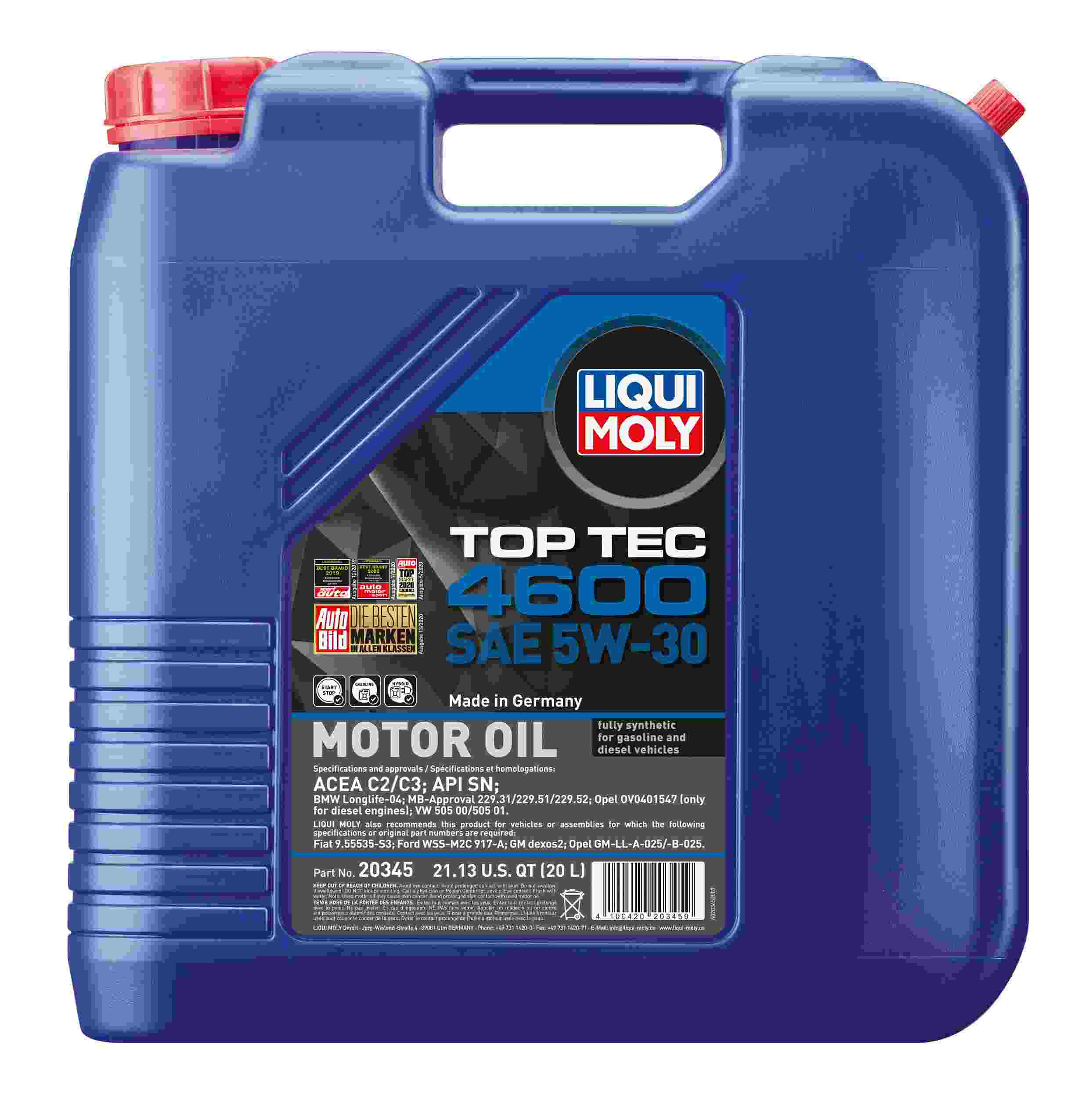 Liqui Moly 20345 (Engine Oils) Top Tec 4600 SAE 5W-30