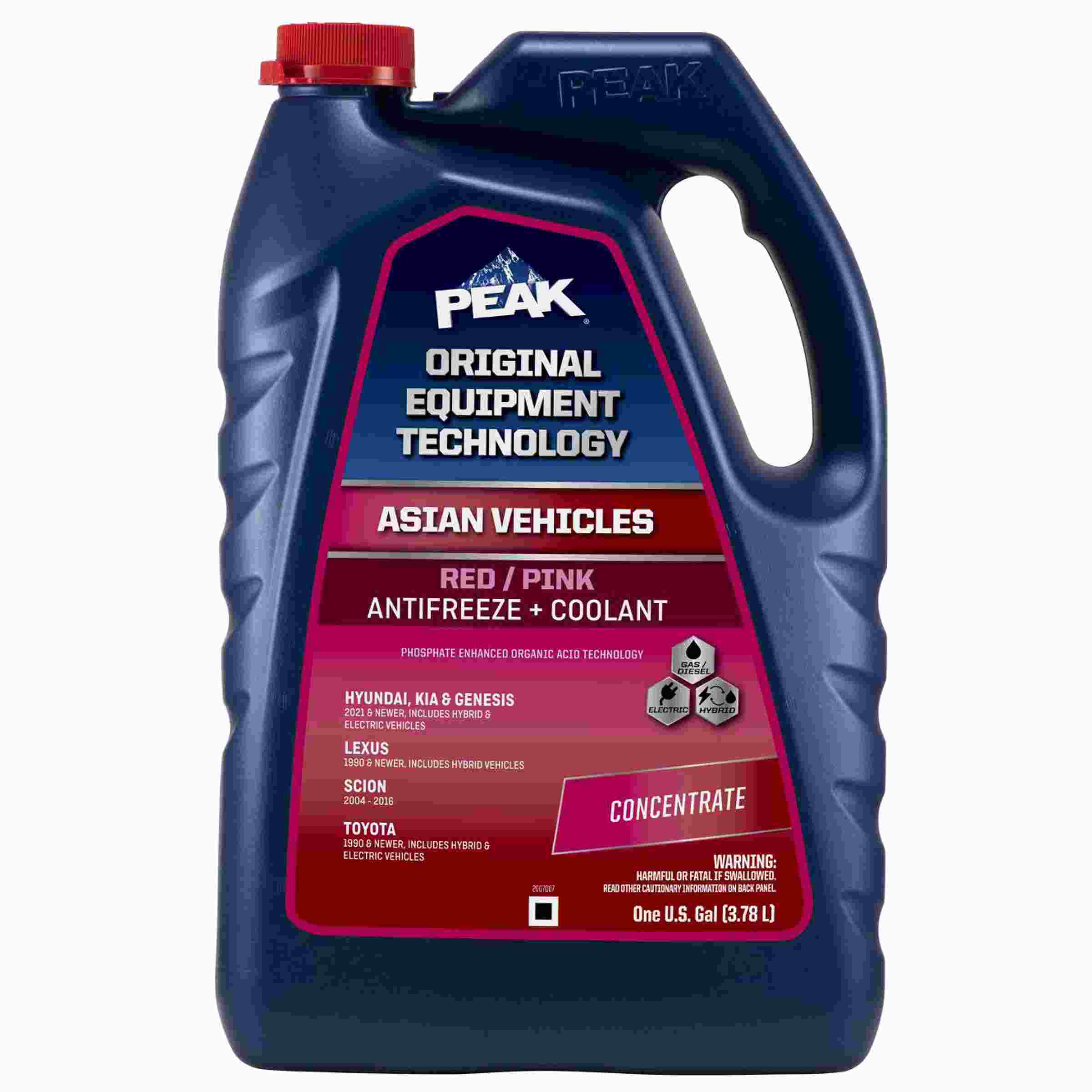 Peak Products PAR0B3 (Coolant / Antifreeze) Peak Asian Red Full Strength