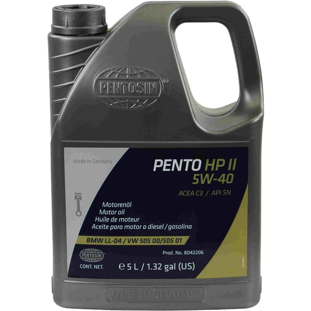 Pentosin 8042206 Pentosin HP II 5W-40 Synthetic Motor Oil exceeds service class API SM ACEA A3,B4